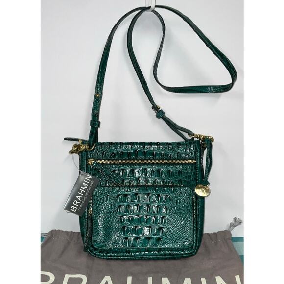 NWT Brahmin Cleo Peacock Melbourne Croc Embossed Crossbody / COA - Picture 1 of 9